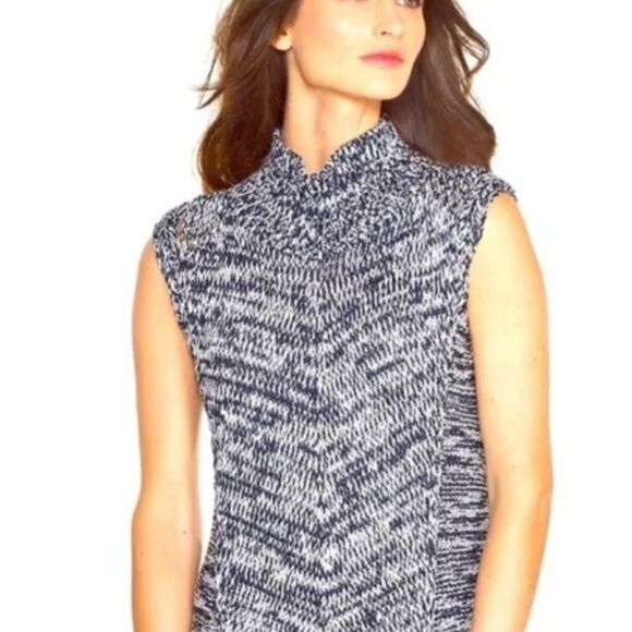White House Black Market Sleeveless Mock Neck Loose Chunky Knit Sweater Size S - Picture 1 of 4